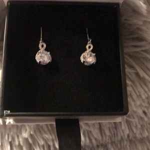 18K White gold plated drop earrings